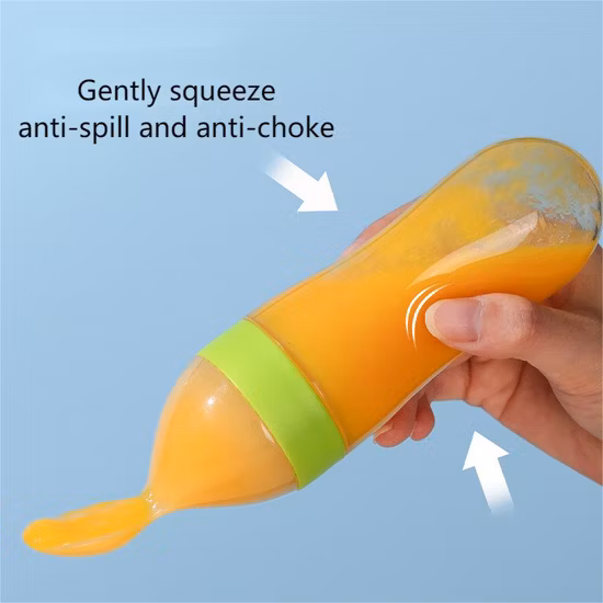 Silicone Rice Paste Spoon Bottle Extrusion Squeeze Feeding Soft Baby Feeder for Baby Products