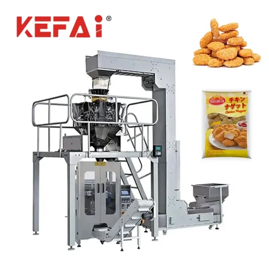 Kefai Vffs Frozen Chicken Nugget Meatball Frozen Food Pouch Weighing Packing Machine