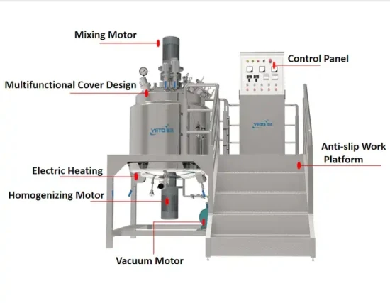 Vacuum Reactor Blending Machine Equipment Homogenizing Emulsifier Mixer for Cream Cosmetic Paste Making